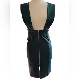 Cheery Belle Emerald Green Fitted sheath Dress w/Gold front zipper Size Large